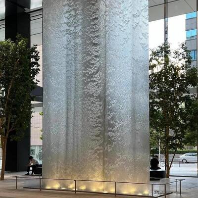 Scultura da parete dinamica con cascata d'acqua, cortina d'acqua in acciaio inossidabile, opere d'arte per paesaggi acquatici